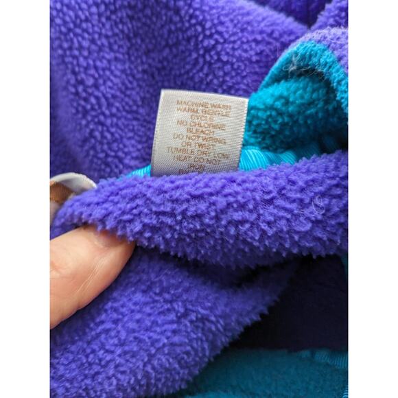 Vintage Fleece 1/2 Zip Jacket Purple Teal 90s Pullover Gorpcore Ski Pocket Usa L - Picture 10 of 10